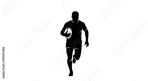 Silhouette of a Male Runner with a Ball in Motion