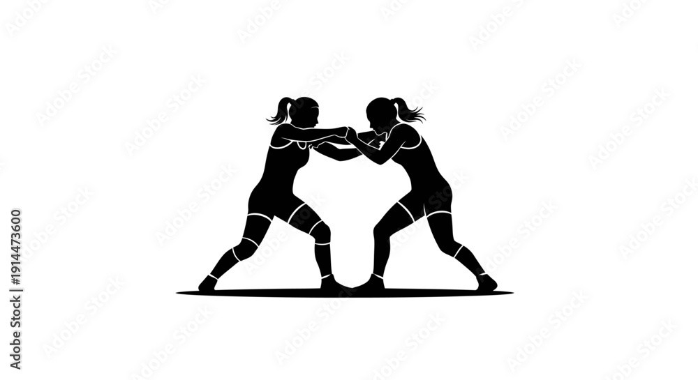 Fototapeta premium Silhouette of Two People Engaged in Martial Arts Match