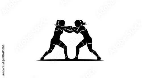 Silhouette of Two People Engaged in Martial Arts Match