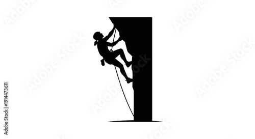 Silhouette of a Person Climbing a Vertical Wall