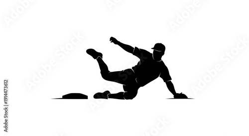 Silhouette of Man Falling or Sitting on Ground in Black and White