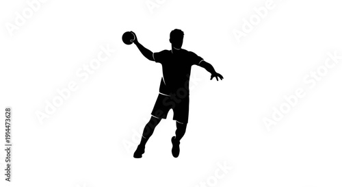 Silhouette of a Man Playing Volleyball in Mid-Air