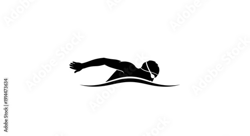 Silhouette of a swimmer floating in water