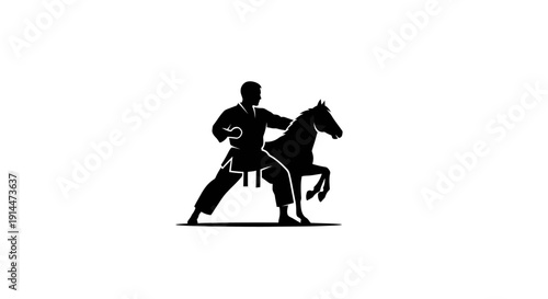 Silhouette of a Horse Rider in Motion