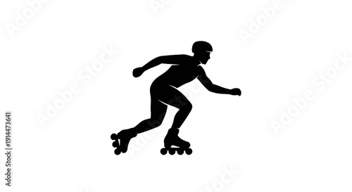 Silhouette of a Skater in Motion on Ice