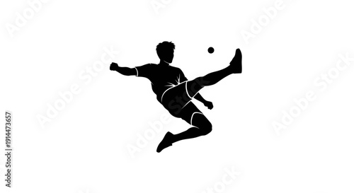 Dynamic Silhouette of a Person Jumping and Kicking