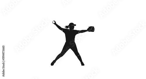 Silhouette of a Baseball Player Swinging Bat in Action
