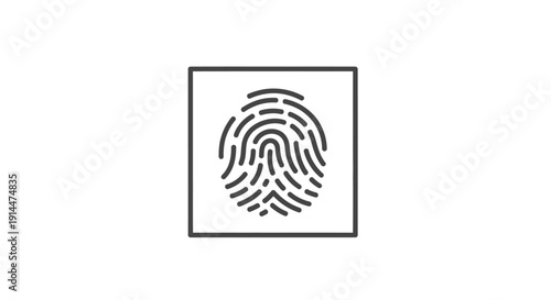 Fingerprint in a square frame closeup.