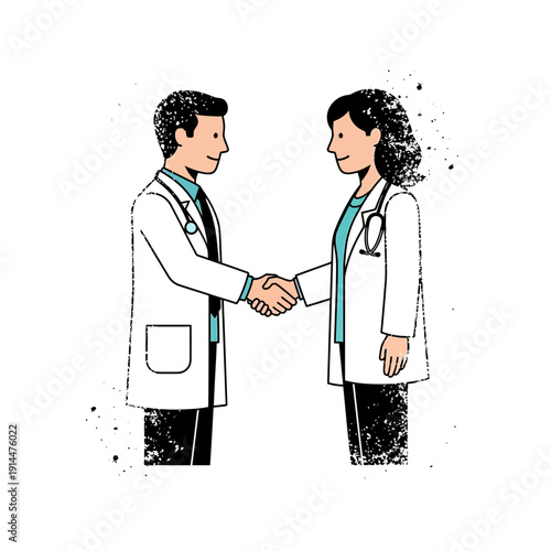 Doctors shaking hands, medical collaboration, teamwork, healthcare professionals