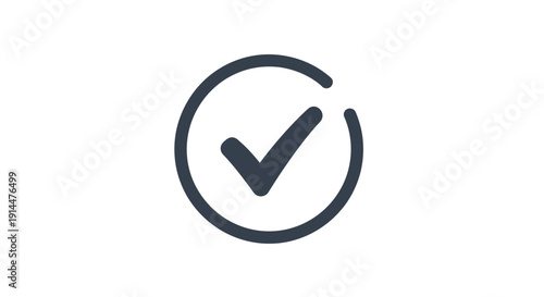 Black Checkmark Symbol in Circle.