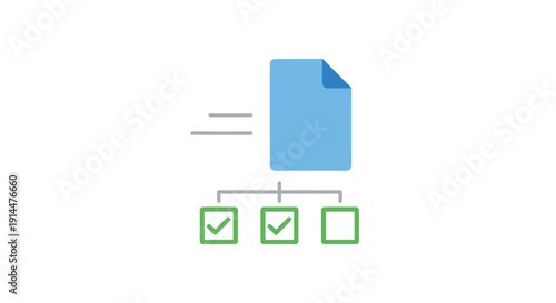 Blue document with checklist diagram.