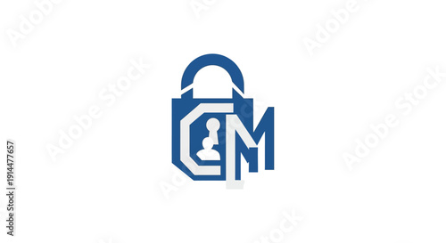 Blue padlock icon with letters.