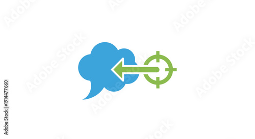 Blue Speech Bubble with Green Arrow Symbol.