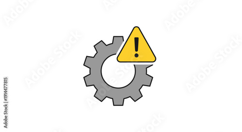 Gear with Warning Triangle Alert Sign.