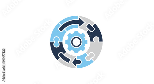 Gear Mechanism with Arrows Circular Motion.