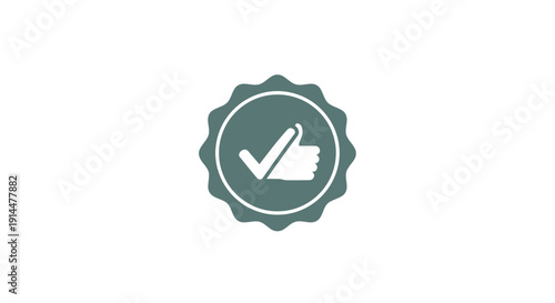 Green Badge Icon with Checkmark Symbol.