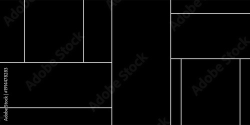 Vector empty photo frame. Collage template for 11 pictures. Frames for memory, abstract decoration