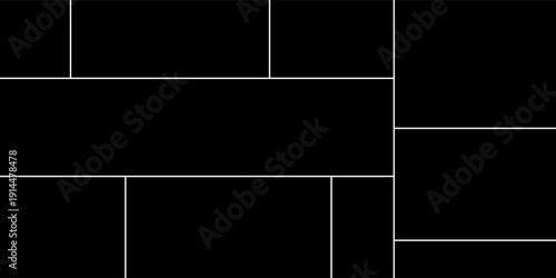 Vector empty photo frame. Collage template for 11 pictures. Frames for memory, vector illustration