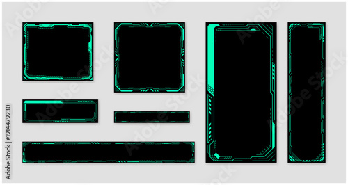 サイバー風グリーンバナーセット（横長・縦長・スクエア）/ Cyber Green Tech Banner Set