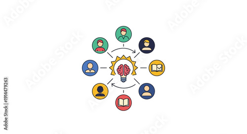 Light Bulb Surrounded by Icons and Symbols.