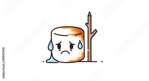 Sad Crying Cartoon Coffee Cup Character.
