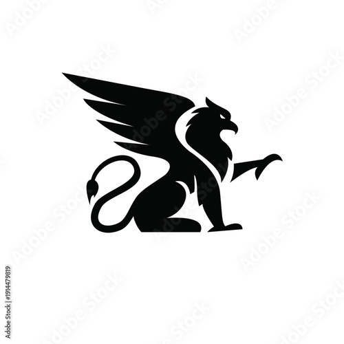Black Griffin Silhouette Logo Design on White Background design