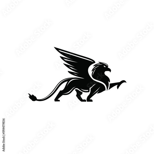 Black Silhouette Griffin Logo Design