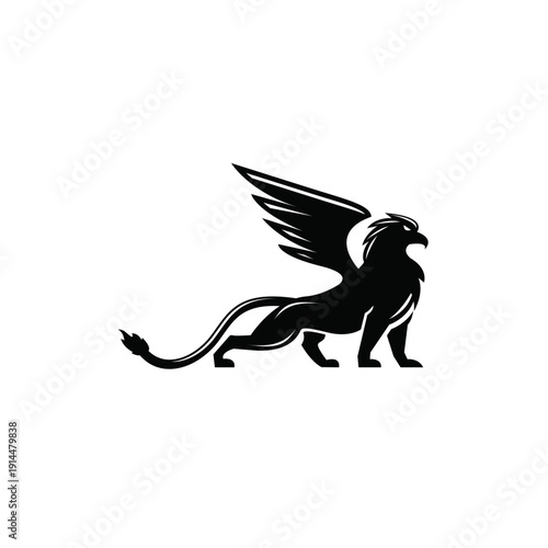 Black Silhouette Griffin Logo Design template