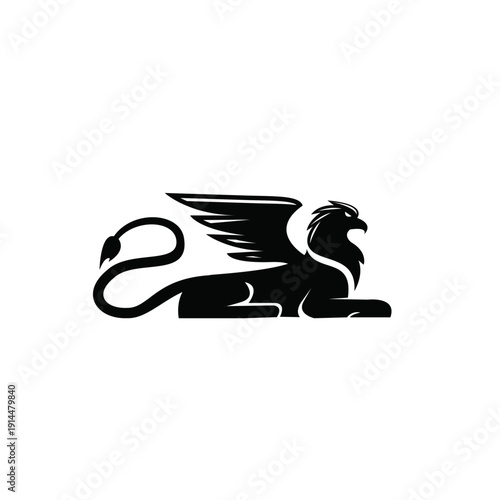 Black Silhouette Griffin Logo Design template design