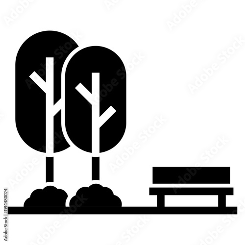 park with tree and bench icon