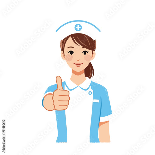 Nurse giving thumbs up, medical professional, healthcare, positive gesture