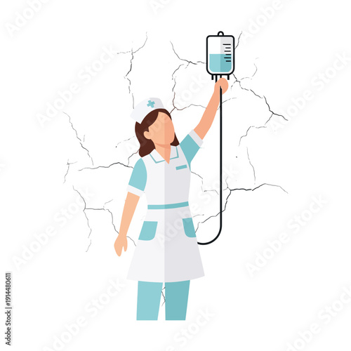 Nurse holding IV bag, medical drip, hospital care, healthcare concept