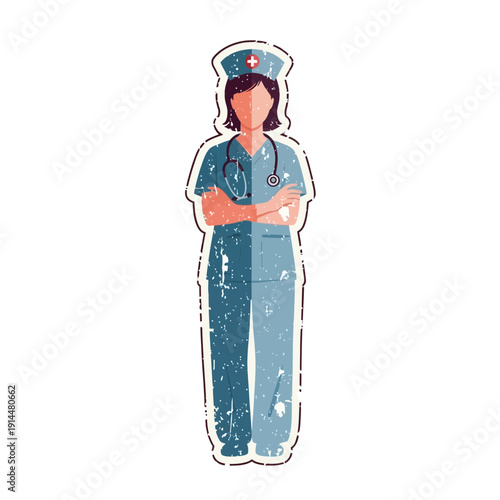 Nurse Icon with Stethoscope, Medical Professional Illustration