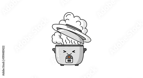 Steaming Pressure Cooker with Angry Face.