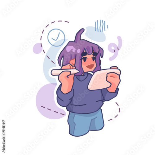 Girl Drawing On Tablet