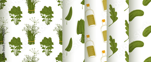 Herb And Vegetable Pattern Set