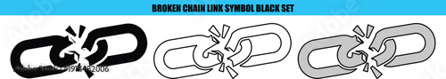 Broken chain link symbol black and gray