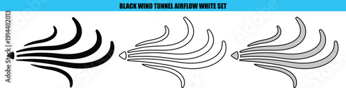 Black wind tunnel airflow white set arrows