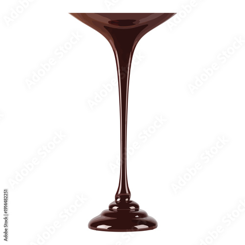 Liquid Dark Chocolate Pouring into a Smooth Pool on White Background