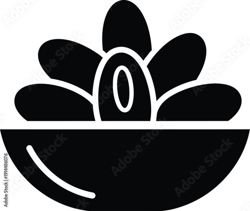 Ramadan vector icon of dates bowl for fasting and breaking fast