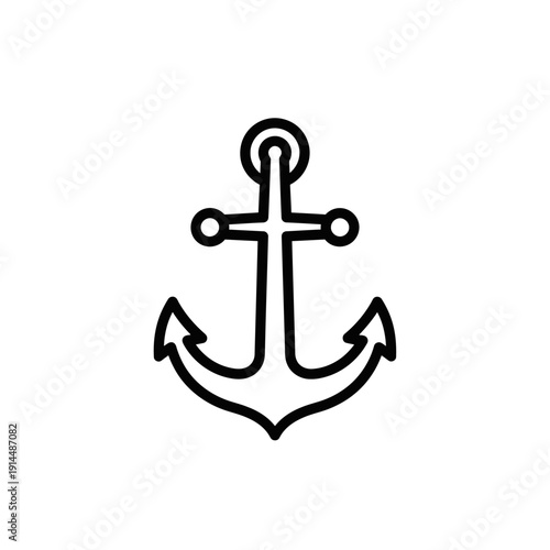 Minimalist Black Anchor Icon for Maritime and Nautical Themes