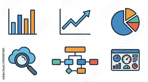 Data Visualization Icons d flat vector isolated white background