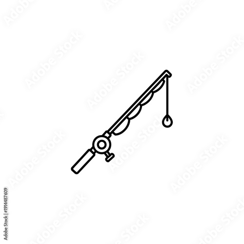 Minimalist Illustration of a Fishing Rod for Aquatic Recreation and Leisure