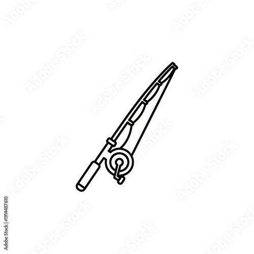 Minimalist Illustration of a Fishing Rod and Reel for Outdoor Sport Enthusiasts
