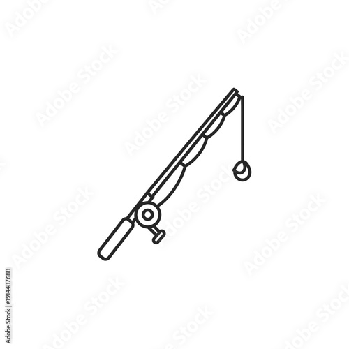 Minimalist Illustration of a Fishing Rod with a Float for Recreational Fishing
