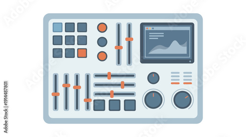 Control Panel d flat vector isolated white background