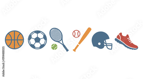 Sports Icons d flat vector isolated white background
