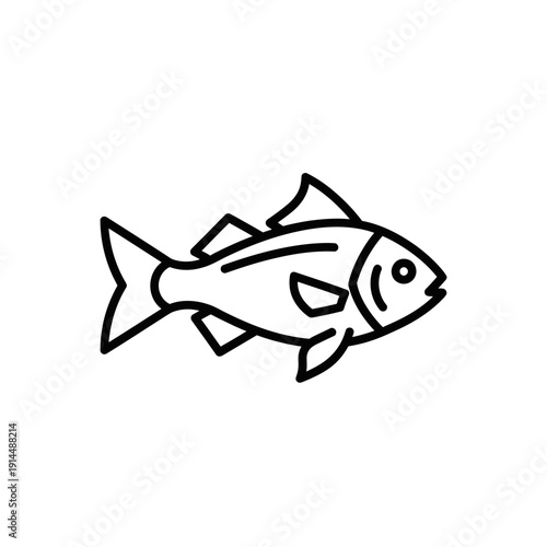 Simple Black and White Illustration of a Fish for Marine and Nature Themes