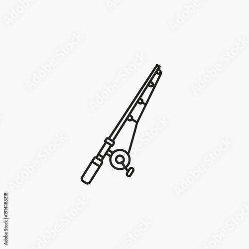 Simple Black and White Illustration of a Fishing Rod for Outdoor Recreation