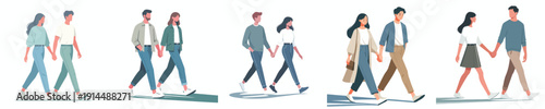 vector of a couple walking together holding hands